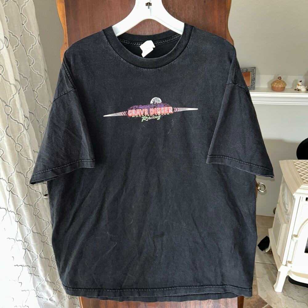 Y2K Grave Digger Black T shirt Alstyle Men Size 2XL Monster Truck Racing
